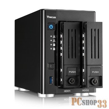 Сетевые хранилища THECUS W2810PRO Накопитель NAS 2 x 3.5'', Windows SS 2012 Essentials, Intel® Celeron™ 2,24 ГГц, 2 SATA, 2 LAN (GB), 4GB DDR3, USB 3.0, HDMI