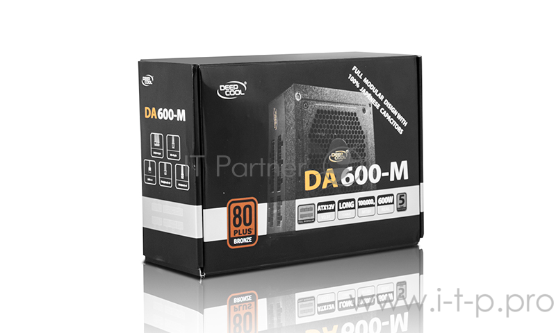 Блок питания Deepcool Aurora DA600-М (ATX 2.31, 600W, Cable Management, PWM 120mm fan, Active PFC, 6*SATA, 80+ BRONZE) RET