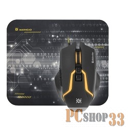 Мышь Defender Warhead MP-1400 черный, Игровой набор: мышь+ковер 52704