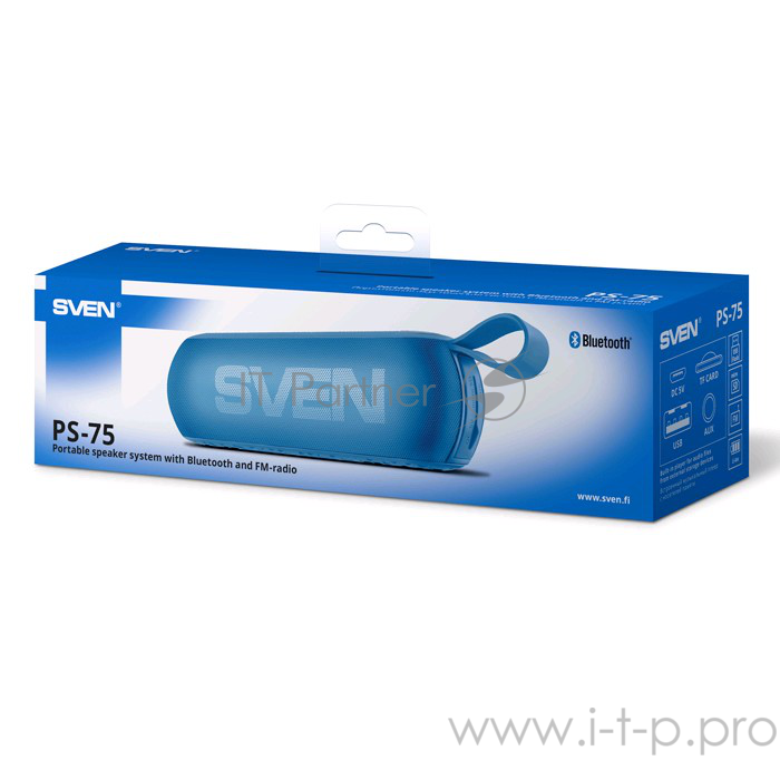 Портативная акустика SVEN PS-75, синий (6 Вт, Bluetooth, FM, USB, microSD, 1200мА*ч)