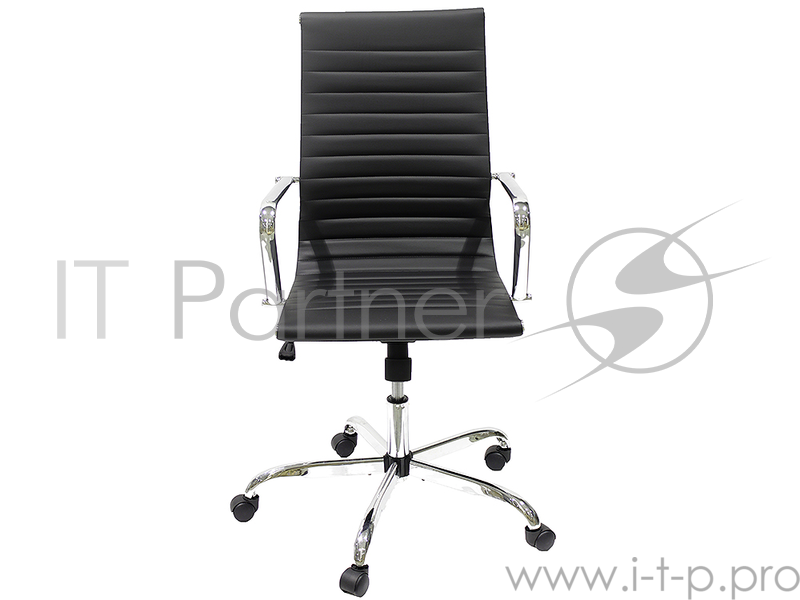 Кресло офисное COLLEGE H-966L-1, черный, кожа, 120 кг, подлокотники кожа/хром, крестовина хром, (ШxГxВ), см 58x63x103-111