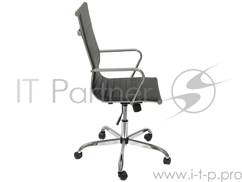 Кресло офисное COLLEGE H-966L-1, черный, кожа, 120 кг, подлокотники кожа/хром, крестовина хром, (ШxГxВ), см 58x63x103-111