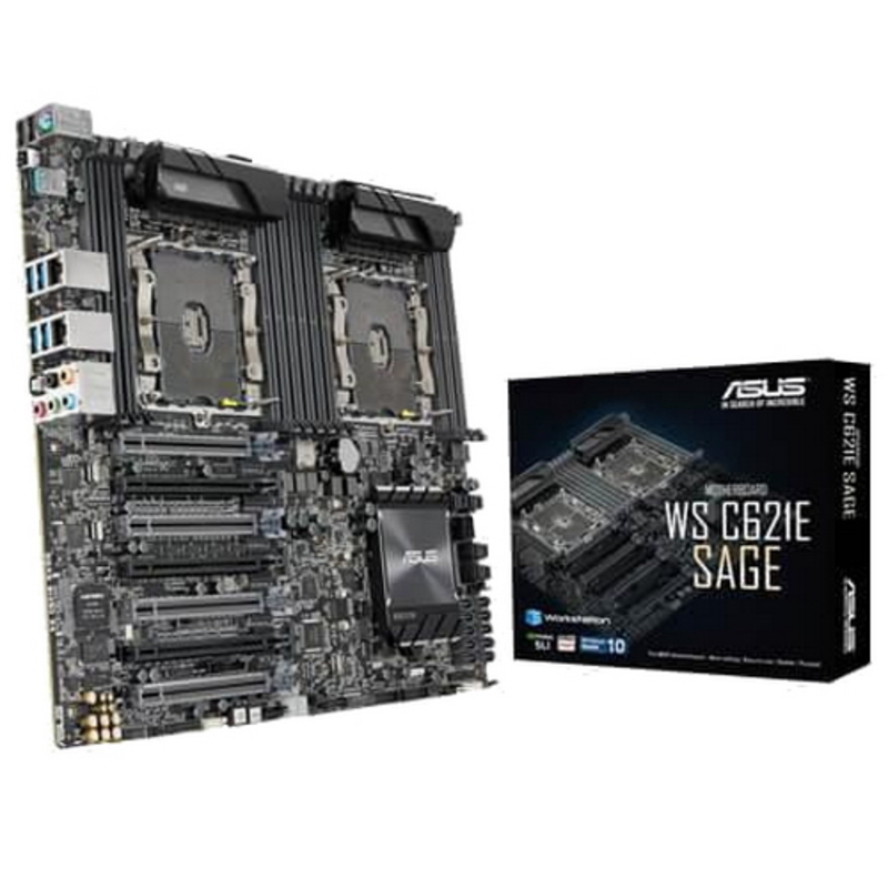 Серверная системная плата MB ASUS WS C621E SAGE(BMC) Intel C621, Dual Intel® Socket P (LGA 3647), 12xDDR4, 7xPCIe x16 v3.0, 8xSATA 6Gb/s (RAID 0,1,5,10) + 2xSATA 6Gb/s + 1xM.2 + 4xU.2, 2x1Gb Intel® I210-AT, 10xUSB 3.1 + 4xUSB 2.0, ASMB9-iKVM, E-ATX