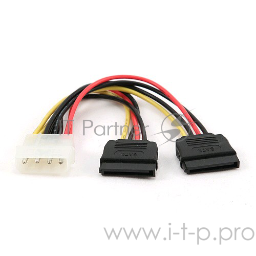 Кабель Cablexpert Кабель питания SATA CC-SATA-PSY-0.3M, 30см, molex 4pin/2x sata15pin, на 2 устр., пакет