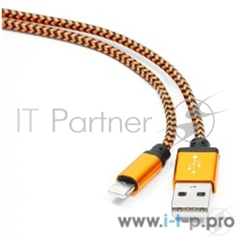 Кабель Gembird Кабель USB 2.0 Cablexpert CC-ApUSB2oe1m, AM/Lightning 8P, 1м, нейлоновая оплетка, алюминиевые разъемы, оранжевый, пакет
