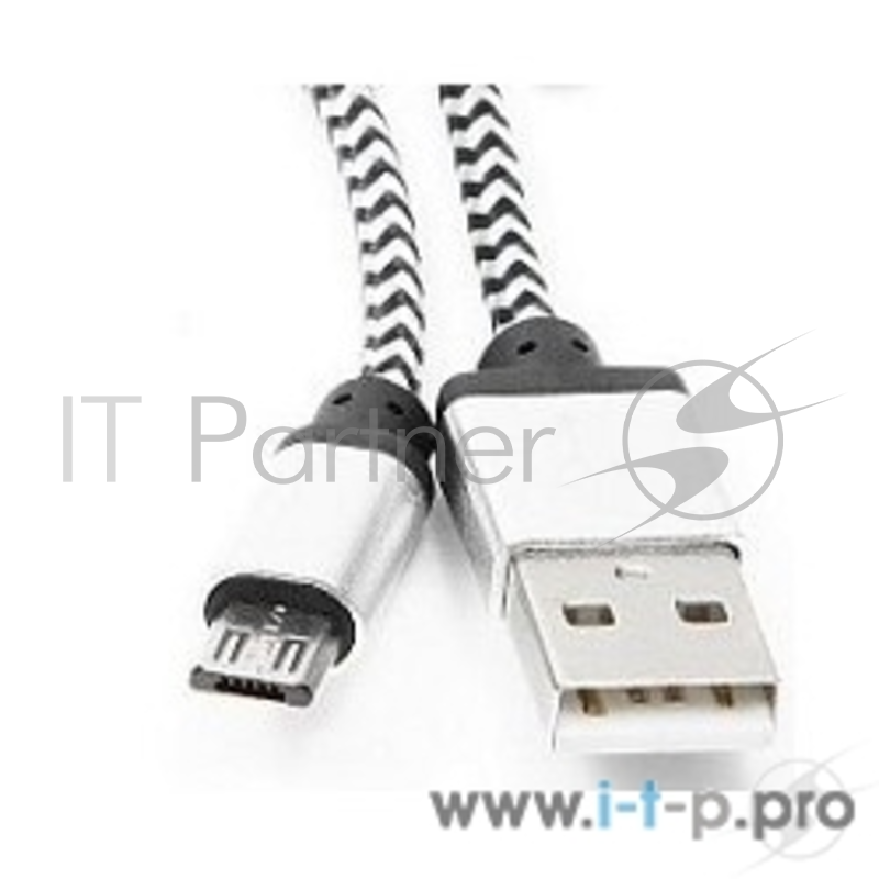 Кабель Gembird Кабель USB 2.0 Cablexpert CC-mUSB2sr1m, AM/microBM 5P, 1м, нейлоновая оплетка, алюминиевые разъемы, серебристый, пакет