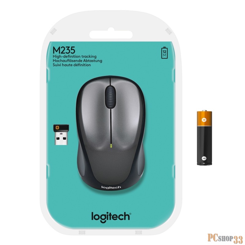 Оптическая мышь Logitech M235 910-002201, беспров., 2кн.+скр., серо-черный (USB)