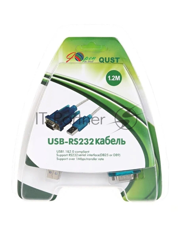 Кабель Aopen/Qust Кабель-адаптер USB Am - COM port 9pin (добавляет в систему новый COM порт) (ACU804) 6938510851406