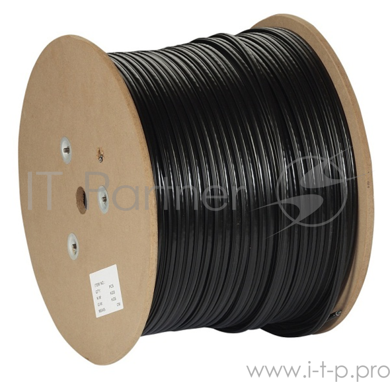 Кабель Exegate EX241488RUS Кабель FTP 4 пары кат.5e Exegate 100% медь,24AWG, экран, для внешней прокладки, с тросом, 305м, черный PE