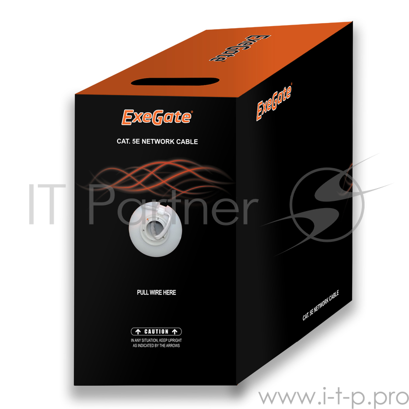Кабель Exegate EX190970RUS Кабель FTP 4 пары кат.5e Exegate CCA, 24AWG, экран, 305м pullbox, серый