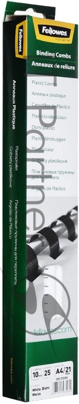 Пружины для переплета пластиковые Fellowes d=10мм 41-55лист A4 белый (25шт) CRC-53308 (FS-53308)