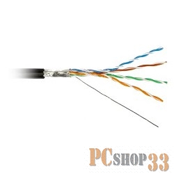 Экранированная витая пара (бухты) Hyperline FUTP4-C5E-S24-OUT-PE-BK-100 (100м) Кабель витая пара, экранир. F/UTP, кат. 5e, 4 пары (24AWG), одножильный (solid), экран - фольга, внешний, PE, -40°C–+60°C, черный- 15 лет компоне