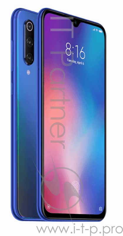 Смартфон Xiaomi Mi 9 SE Ocean Blue (M1903F2G), 15,6 см (5,97) 2340x1080, 2.3GHz, 8 Core, 6GB RAM, 128GB, 48 МП+13 МП + 8 МП/20Mpix, 2 Sim, 2G, 3G, LTE, BT v5.0, WiFi 802.11 a/b/g/n/ac, NFC, GPS, Type-C, 3070mAh, Android 9.0 (Pie), 155g, 147,5 ммx70,5