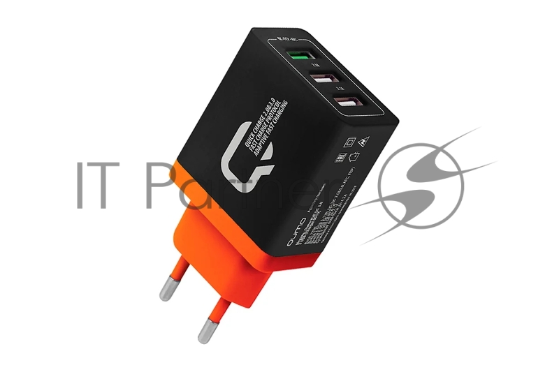 Сетевое зарядное устройство Qumo Quick Charge 3.0 3 USB (Charger 0019), 3 USB, 4.2A, 1 USB (QC 3.0, FCP, AFC) + 2 USB 2,1A, черный