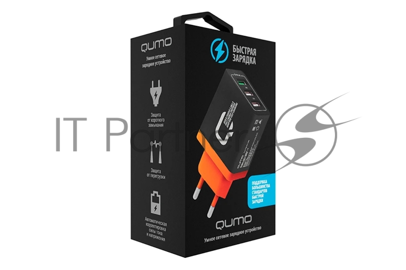 Сетевое зарядное устройство Qumo Quick Charge 3.0 3 USB (Charger 0019), 3 USB, 4.2A, 1 USB (QC 3.0, FCP, AFC) + 2 USB 2,1A, черный
