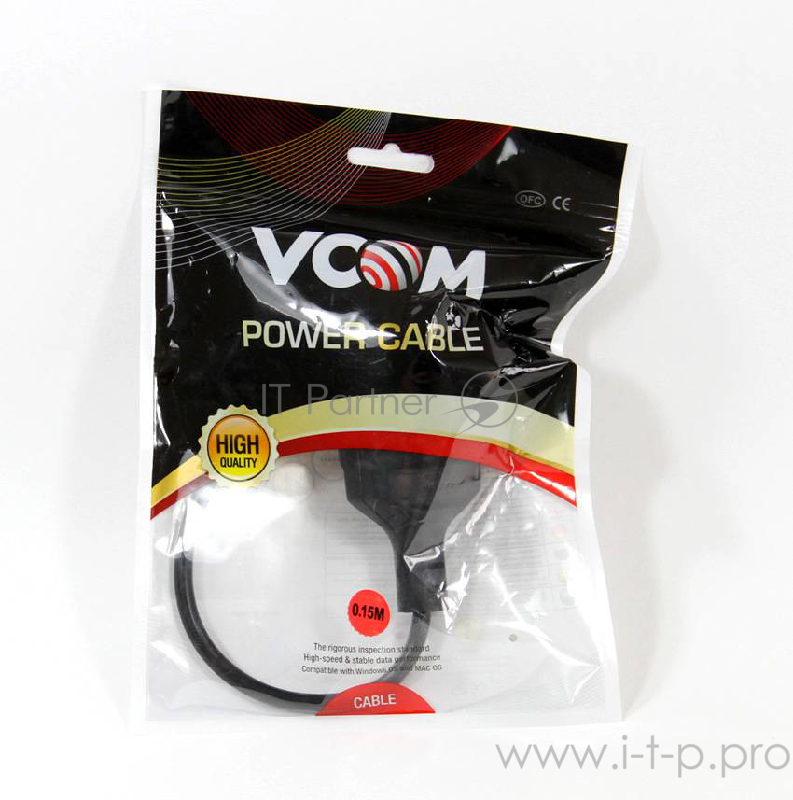 Кабель VCOM CE002-CU0.75-0.15M Кабель-переходник UPS-розетка VCOM (IE-320 C14 to Socket Type-F) 3Gx0,75mm VDE CE002