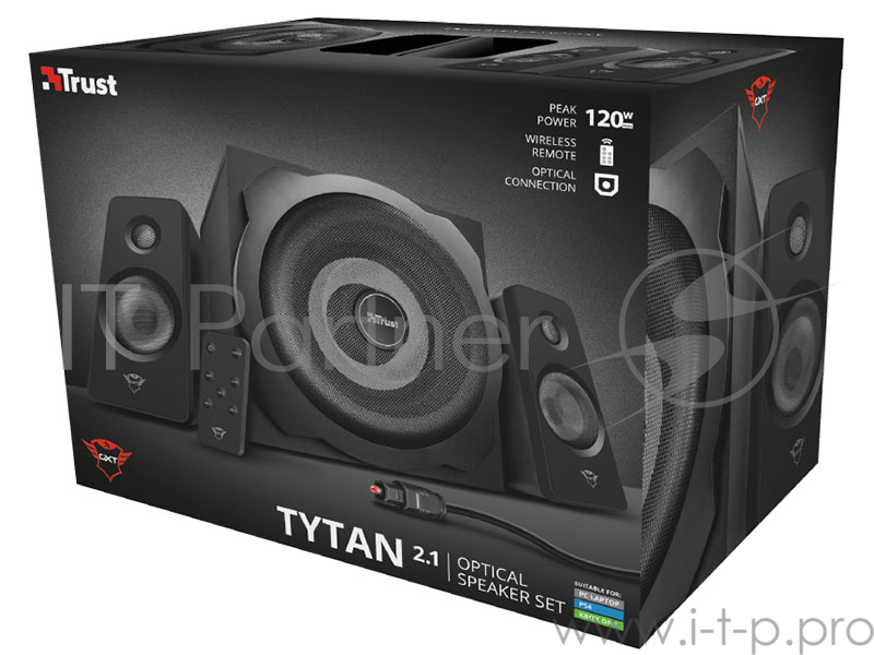 Колонки TRUST 2.1 GXT 638 black (120Вт,подсветка, ДУ, 3,5mini-jack)