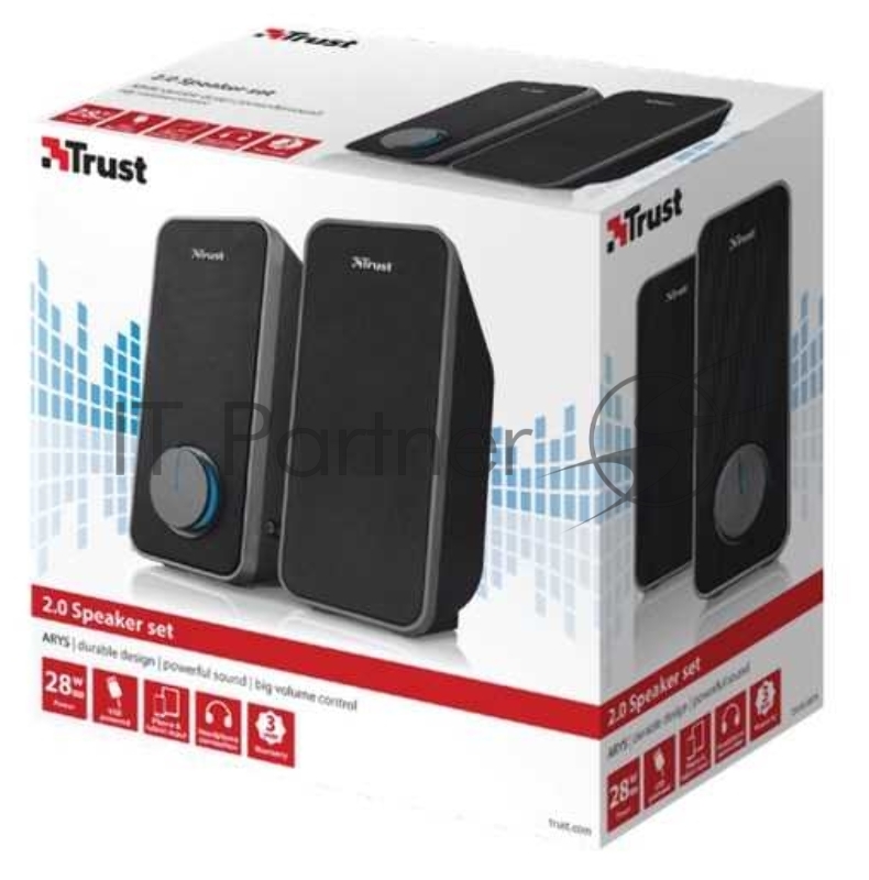 Колонки TRUST 2.0 ARYS black (28Вт,3,5mini-jack + для наушников)
