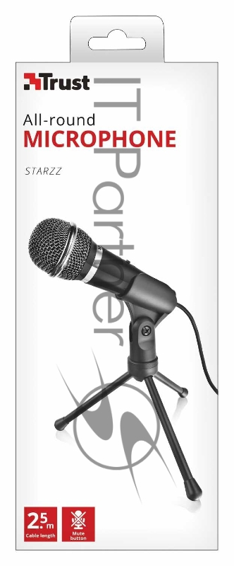Микрофон TRUST Starzz All-round (выключение звука,тренога,3,5 мм,кабель 2,5м)