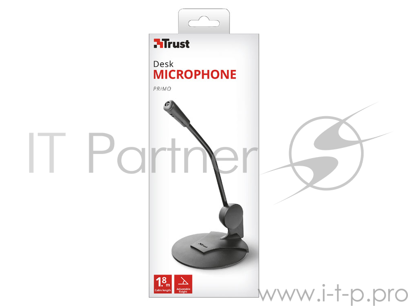Микрофон TRUST PRIMO (настольный микрофон,Кабель 1,8м,3,5 мм,Регулируемый угол)