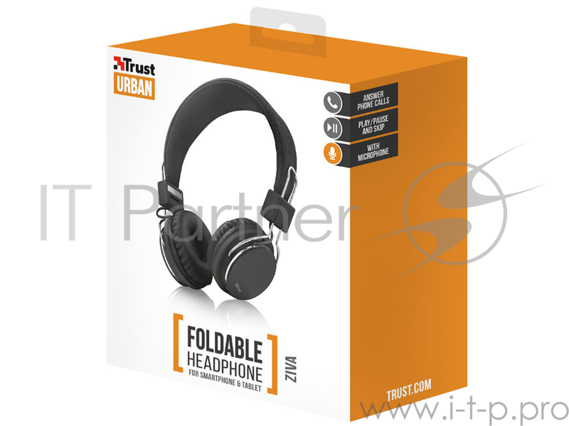 Гарнитура TRUST Ziva black (Регулируемое оголовье. Встроенный микрофон и пульт )