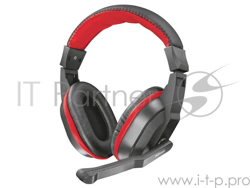 Гарнитура TRUST ZIVA black red (складной микрофоном,Регулятор громкости,кабель 1,8м. Коннектор 3,5 мм.)