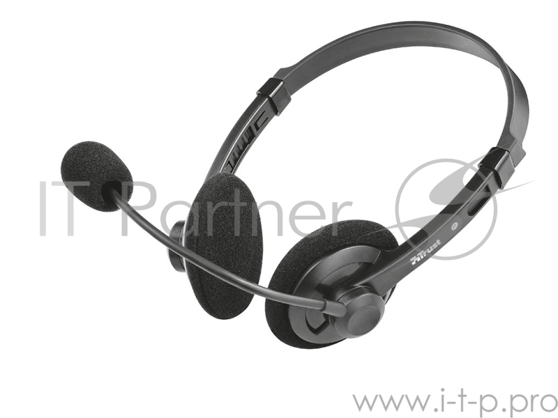 Гарнитура TRUST LIMA black (гибкий микрофон,регулятор громкости,Mini-jack 3,5 и переходник с разъемом наушники/микрофон для ПК.)