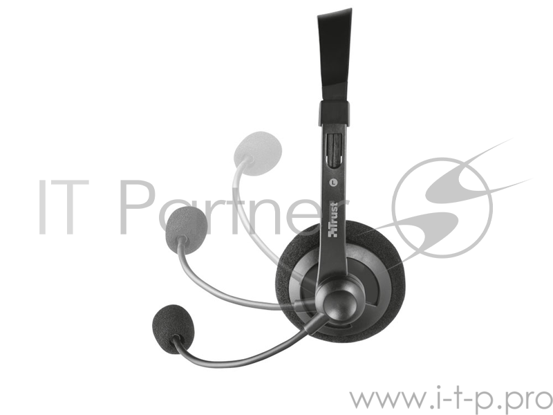 Гарнитура TRUST LIMA black (гибкий микрофон,регулятор громкости,Mini-jack 3,5 и переходник с разъемом наушники/микрофон для ПК.)