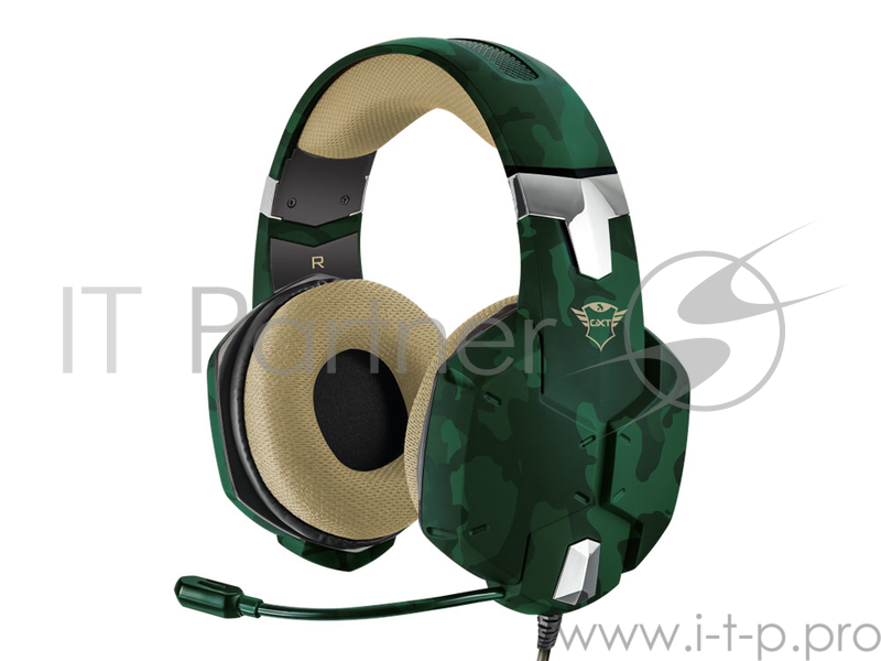 Гарнитура TRUST GXT 322C green camo (гибкий микрофон,Регулятор громкости,отключения микрофона,кабель 2м)