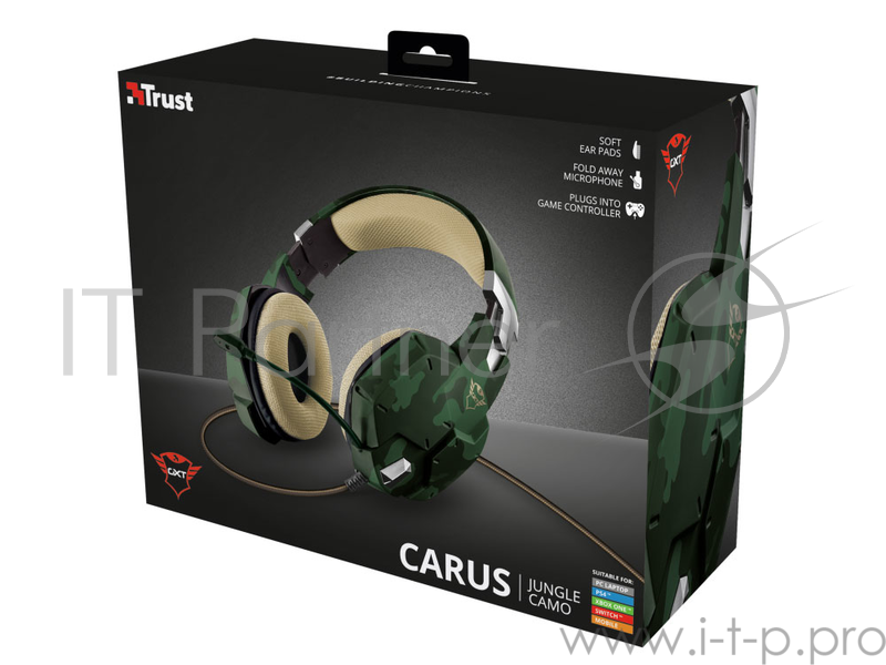 Гарнитура TRUST GXT 322C green camo (гибкий микрофон,Регулятор громкости,отключения микрофона,кабель 2м)