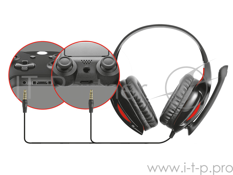 Гарнитура TRUST GXT 330XL black red (Складной микрофон,управление громкостью и отключением микрофона)