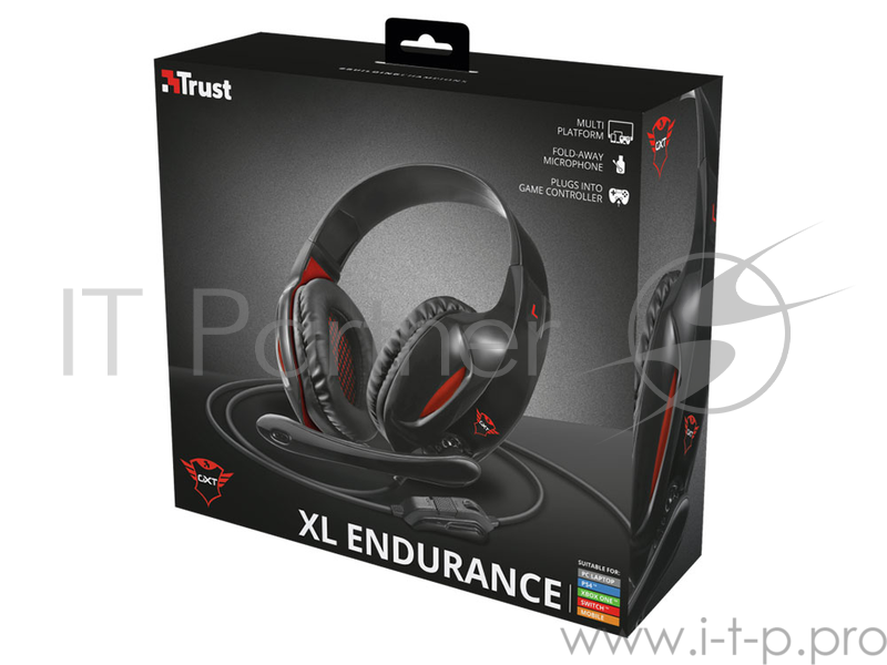 Гарнитура TRUST GXT 330XL black red (Складной микрофон,управление громкостью и отключением микрофона)