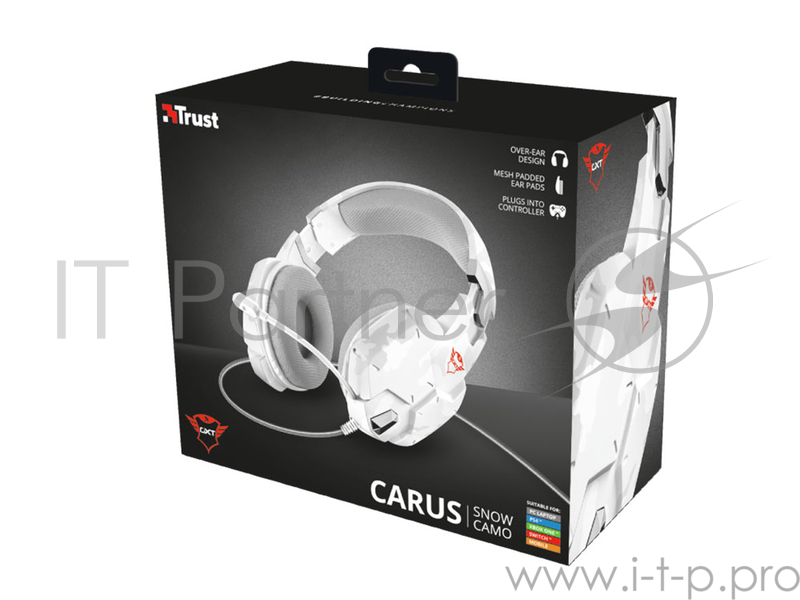 Гарнитура TRUST GXT 322W white camo (гибкий микрофон,Регулятор громкости,отключения микрофона,кабель 2м)