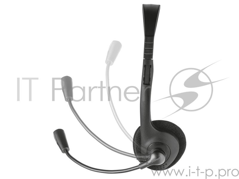 Гарнитура TRUST PRIMO black (гибкий микрофон, регулятор громкости,Mini-jack 3,5 и переходник с разъемом наушники/микрофон для ПК.)