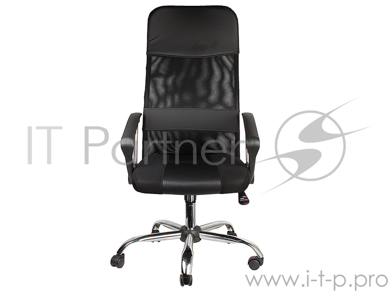 Кресло Recardo Smart (Чёрный, сетка/кожа, высота 1180-1270мм, спинка 740мм, Ш500*Г490, крест 700мм, макс. 120кг, газлифт/качание/откидывание)