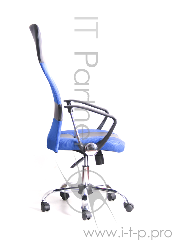 Кресло Recardo Smart (Синий, сетка/кожа, высота 1180-1270мм, спинка 740мм, Ш500*Г490, крест 700мм, макс. 120кг, газлифт/качание/откидывание)