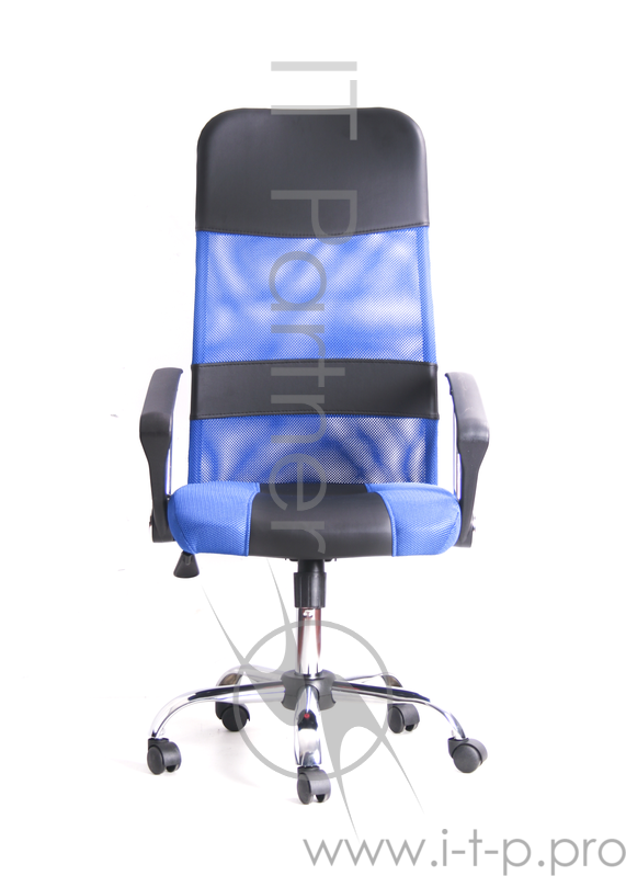 Кресло Recardo Smart (Синий, сетка/кожа, высота 1180-1270мм, спинка 740мм, Ш500*Г490, крест 700мм, макс. 120кг, газлифт/качание/откидывание)