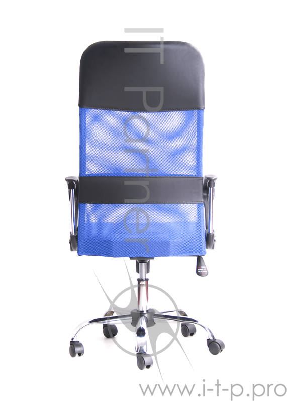 Кресло Recardo Smart (Синий, сетка/кожа, высота 1180-1270мм, спинка 740мм, Ш500*Г490, крест 700мм, макс. 120кг, газлифт/качание/откидывание)
