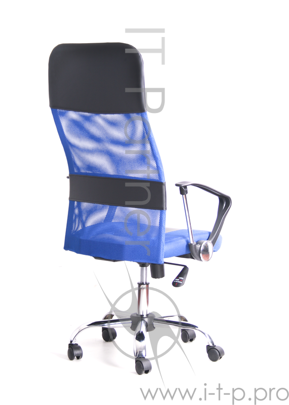 Кресло Recardo Smart (Синий, сетка/кожа, высота 1180-1270мм, спинка 740мм, Ш500*Г490, крест 700мм, макс. 120кг, газлифт/качание/откидывание)