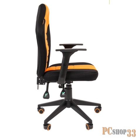 Игровое кресло Chairman game 8 чёрное/оранжевое (ткань, пластик, газпатрон 3 кл, ролики, механизм качания)