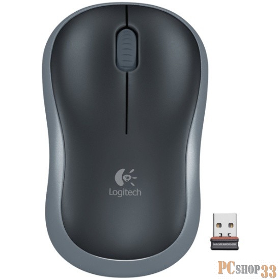 Оптическая мышь Logitech m185 910-002238, беспров., 2кн.+скр., черно-серый (USB)