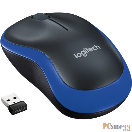 Оптическая мышь Logitech m185 910-002239, беспров., 2кн.+скр., черно-синий (USB)