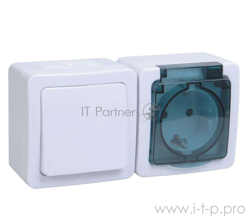 Iek EBGMP20-K03-31-54-EC БГб-22-31-ГПБд блок выкл 1кл + розетка 1м с з/к о/у IP54 ГЕРМЕС PLUS (кл.бел./кр.дым.)