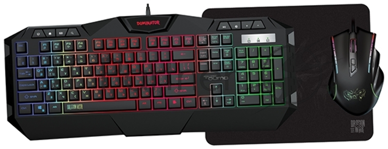 Игровой набор Qumo Aftershock K52/M68, кл-ра проводная, 104+10 клавиш, подсветка 7 цветов, мышь проводная, оптическая, 7 цветов, 1200/1600/2400/3200 dpi