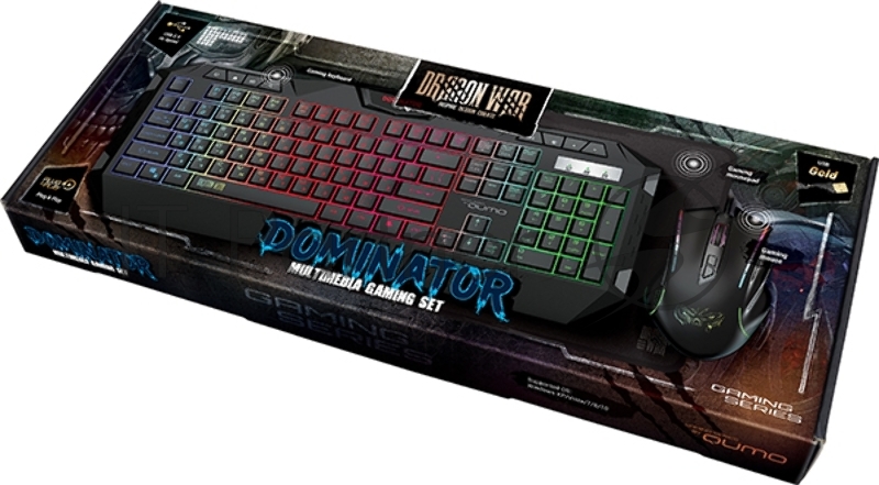 Игровой набор Qumo Aftershock K52/M68, кл-ра проводная, 104+10 клавиш, подсветка 7 цветов, мышь проводная, оптическая, 7 цветов, 1200/1600/2400/3200 dpi