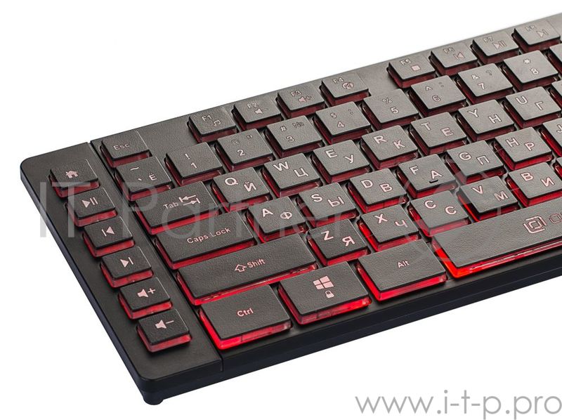 Клавиатура Oklick 560ML черный USB slim Multimedia LED