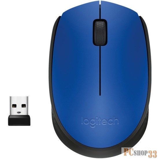 Оптическая мышь Logitech M171 910-004640, беспров., 2кн.+скр., сине-черный (USB)