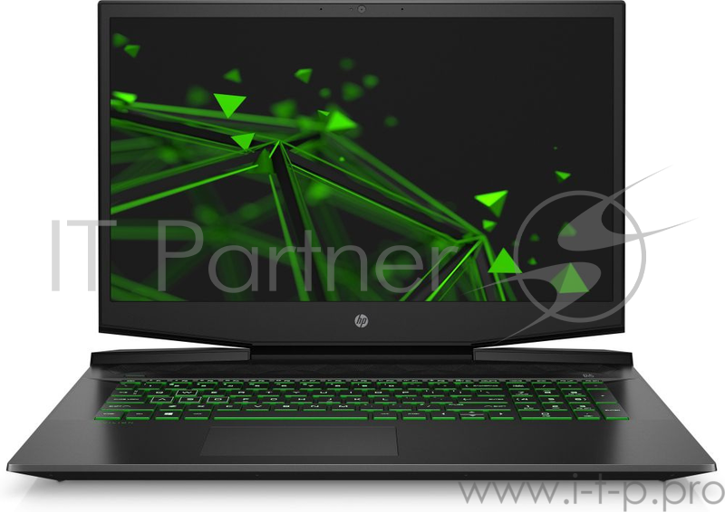 Ноутбук HP Pavilion Gaming 17-cd0010ur Core i5 9300H/8Gb/1Tb/SSD128Gb/nVidia GeForce GTX 1650 4Gb/17.3/IPS/FHD (1920x1080)/Free DOS/black/green/WiFi/BT/Cam