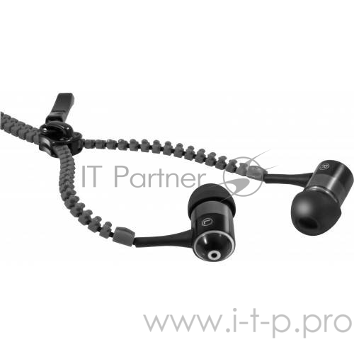 Наушники-вкладыши Defender ZigZag /Ø10 мм /встр. микроф / кноп. ответа на вызов /4-пин 3.5 mm/ каб.1,1м./металл/ черный.