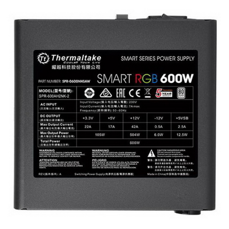 Блок питания Блок питания Thermaltake Smart RGB PS-SPR-0600NHSAWE-1 600W / APFC / 80+